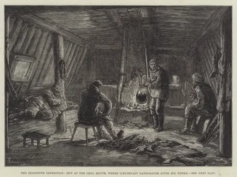 Die Jeannette-Expedition, Hütte am Lena-Mund, wo Leutnant Danenhauer sechs Wochen lebte