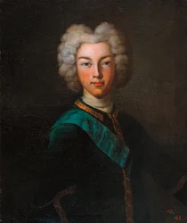 Porträt des Zaren Peter II. von Russland (1715-1730) - Johann Paul Lüdde, Öl auf Leinwand, Ende 1720 - Staatliches Freilichtmuseum Pawlowsk-Palast, Sankt Petersburg