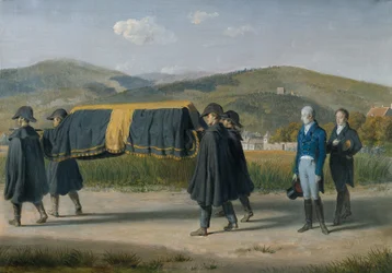 Kaiser Franz I. von Österreich folgt dem Sarg eines Armen