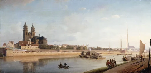 Magdeburg an der Elbe - Blick von Osten nach Westen, 1853