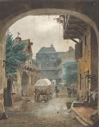 Blick in den Hof eines Gasthauses in Colmar, 1821-77