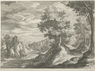 Flusslandschaft mit einer Burg