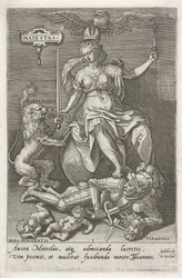 Würde (Majestas) überwindet Tyrannei (Tirannis) Die Tugenden überwinden die Laster (Serientitel)