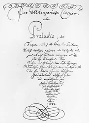 Handgeschriebenes Titelblatt des Wohltemperierten Klaviers, 1722