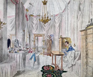 Ankleidezimmer der Kaiserin Carolina Augusta im Schloss von Wien, Aquarell auf Papier von Johann Stephan Decker