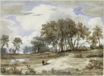 Italienische Landschaft, vorn zwei Mönche