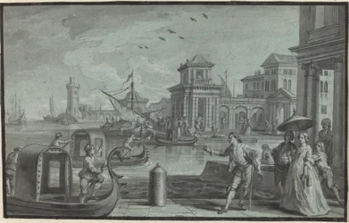 Venezianische Fantasie mit der Dogana