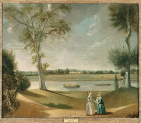 Die Fräuleins Garrick an der Themse in Hampton, 1762