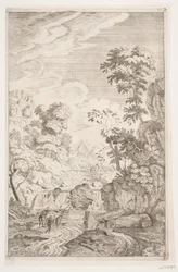 Felslandschaft mit Wasserfall