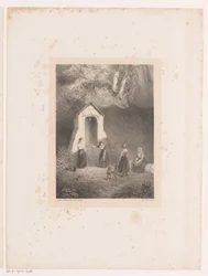 Vier Mädchen an einem Brunnen