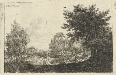 Landschaft mit Bauernwagen