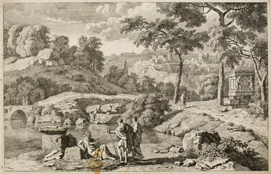 Arkadische Landschaft mit Ruinen
