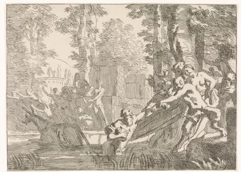 Silenus wird aus dem Wasser gezogen