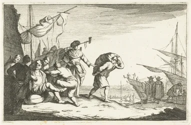 Hafen mit konversierenden Kaufleuten