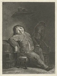Gasthausinterieur mit zwei Bauern