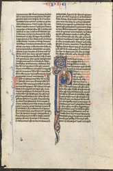 Blatt aus einer lateinischen Bibel: Initiale P mit St. Paulus, der ein Schwert hält, ca. 1250