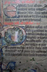 Detail aus der Gutenberg-Bibel des 15. Jahrhunderts, Eröffnung des Epheserbriefs