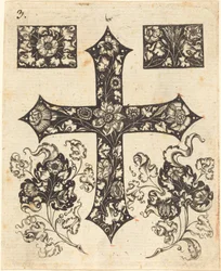 Kreuz mit Blumen verziert