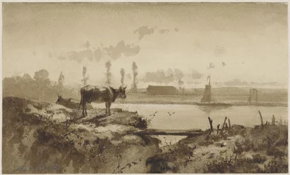 Flusslandschaft mit Kuh