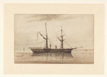 Segelschiff vor Anker in ruhigem Wasser