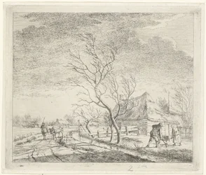 Landschaft mit Bauernhof und Acker (März, Die zwölf Monate)