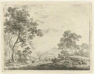 Landschaft mit Hirte und Vieh