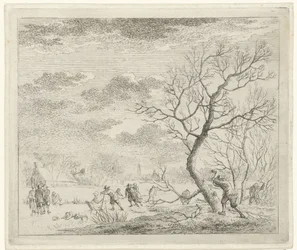 Winterlandschaft mit Schlittschuhläufern