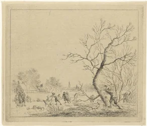 Winterlandschaft mit Schlittschuhläufern (Januar)