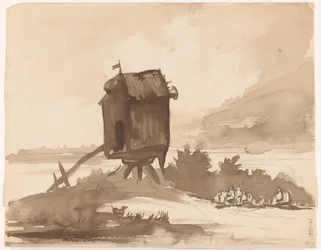 Mühle ohne Flügel am Wasser