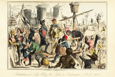 König Heinrich V. von England besteigt die Trinity in Southampton
