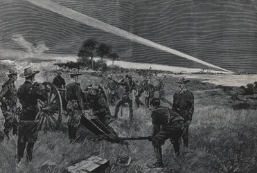 Amerikanische Truppen landen in der Bucht von Daiquiri, Artillerie eröffnet das Feuer, 24. Juni