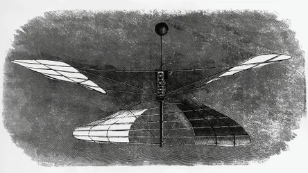 Enrico Forlaninis Hubschrauber (1848-1930), Tintenzeichnung, Italien