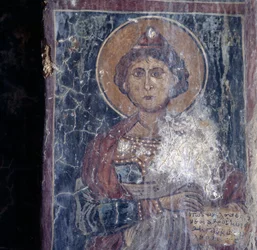 Figur eines Heiligen, Fresko in der Kirche in Kandanos, Kreta, Griechenland