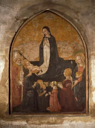 Italien, Mailand, Kirche St. Maria delle Grazie, Kapelle des Turms, Jungfrau, die das Kind anbetet (Fresko)