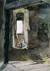 Innenansicht der Windmühle auf dem Schlachtfeld von Crecy