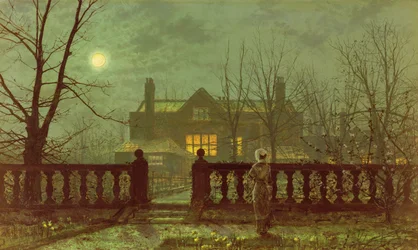 Eine Dame in einem Garten bei Mondschein, 1882