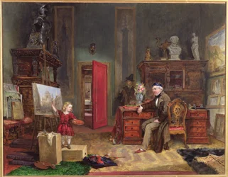 David Roberts (1796-1864) und seine Enkelin in seinem Atelier, ca. 1866