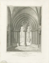 Innenraum der Kathedrale von Lichfield - Tür des Kapitelsaals: Gravur, nd [ca. 1819] (Druck)