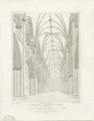 Innenraum der Kathedrale von Lichfield - Langhaus (Gravur, ca. 1819)
