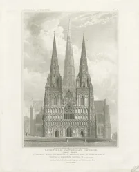 Lichfield Kathedrale - Westfassade: Radierung, undatiert [ca. 1820]