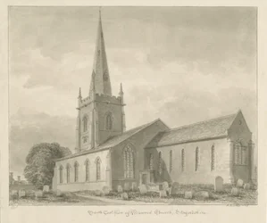 Brewood Kirche: Sepia-Zeichnung