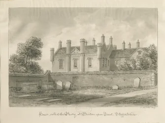 Burton-upon-Trent - Priory House: Sepia-Zeichnung
