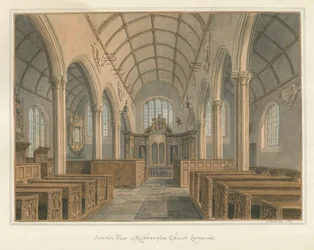 Cornwall - Kilkhampton Kirche - Innenansicht, 1827