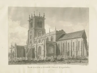 Eccleshall Kirche (Sepia-Zeichnung)