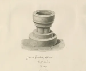 Taufbecken in der Hanbury Church: Sepia-Zeichnung