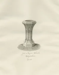 Taufbecken in der Kinver Church: Sepia-Zeichnung