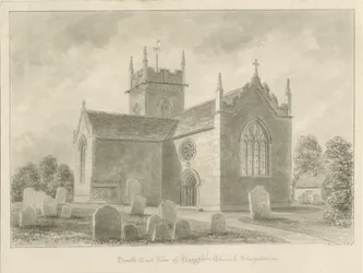 Haughton Kirche: Sepia-Waschzeichnung, 1842