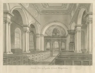 Innenraum der Ingestre Kirche (Sepia-Zeichnung)