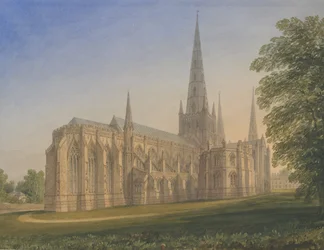 Lichfield Kathedrale - Nordostansicht: Aquarell, undatiert [1770-1851]