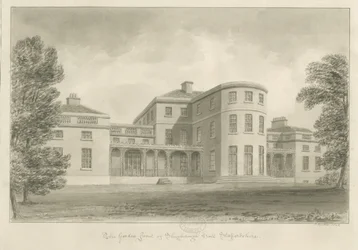 Shugborough Hall - Gartenfront: Sepia-Zeichnung, 1842